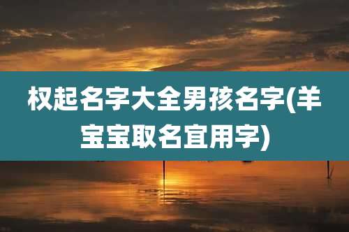 权起名字大全男孩名字(羊宝宝取名宜用字)