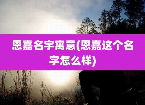 恩嘉名字寓意(恩嘉这个名字怎么样)