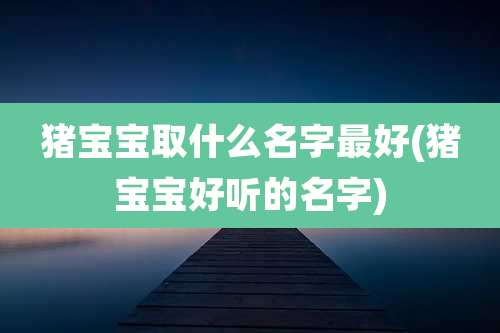 猪宝宝取什么名字最好(猪宝宝好听的名字)