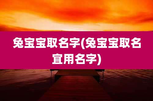 兔宝宝取名字(兔宝宝取名宜用名字)