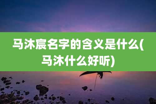 马沐宸名字的含义是什么(马沐什么好听)