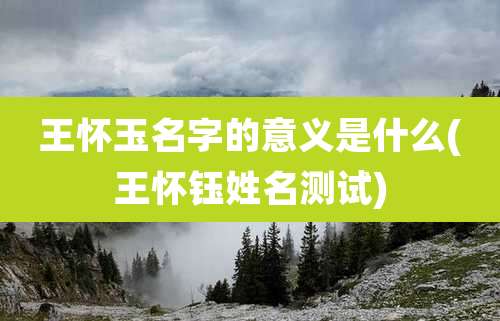 王怀玉名字的意义是什么(王怀钰姓名测试)