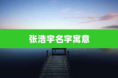 张浩宇名字寓意
