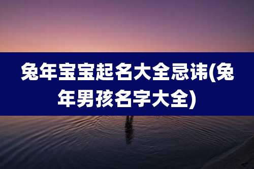 兔年宝宝起名大全忌讳(兔年男孩名字大全)