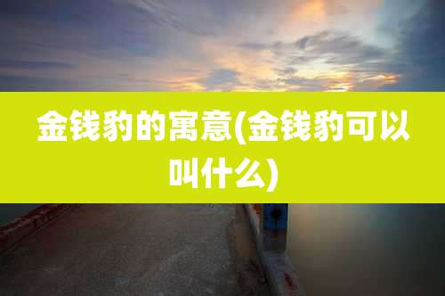 金钱豹的寓意(金钱豹可以叫什么)