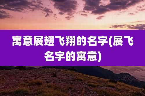 寓意展翅飞翔的名字(展飞名字的寓意)