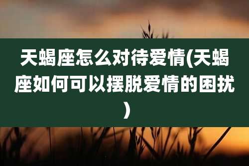 天蝎座怎么对待爱情(天蝎座如何可以摆脱爱情的困扰）