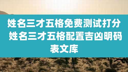 姓名三才五格免费测试打分 姓名三才五格配置吉凶明码表文库