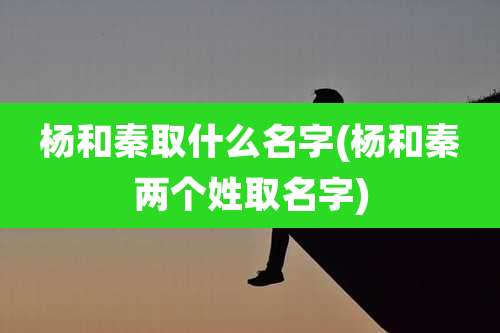 杨和秦取什么名字(杨和秦两个姓取名字)