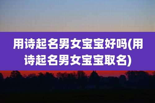 用诗起名男女宝宝好吗(用诗起名男女宝宝取名)