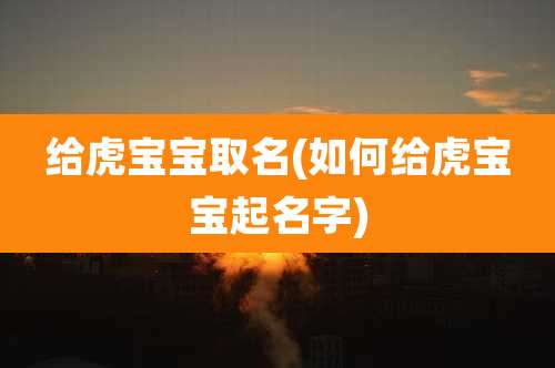 给虎宝宝取名(如何给虎宝宝起名字)