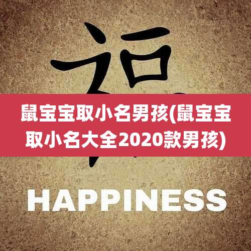 鼠宝宝取小名男孩(鼠宝宝取小名大全2020款男孩)