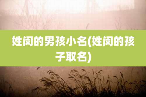 姓闵的男孩小名(姓闵的孩子取名)