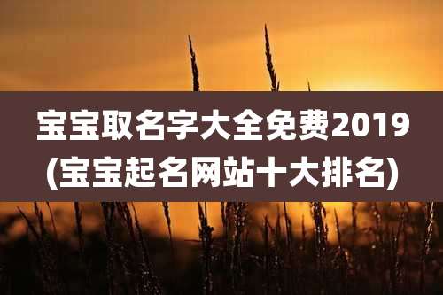 宝宝取名字大全免费2019(宝宝起名网站十大排名)