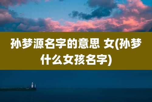 孙梦源名字的意思 女(孙梦什么女孩名字)