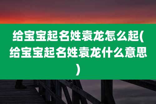 给宝宝起名姓袁龙怎么起(给宝宝起名姓袁龙什么意思)