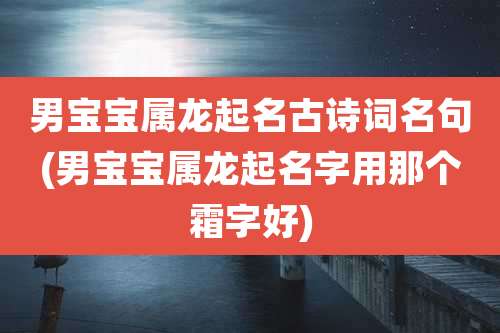 男宝宝属龙起名古诗词名句(男宝宝属龙起名字用那个霜字好)