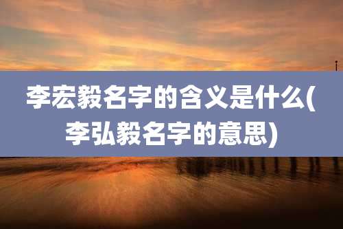 李宏毅名字的含义是什么(李弘毅名字的意思)