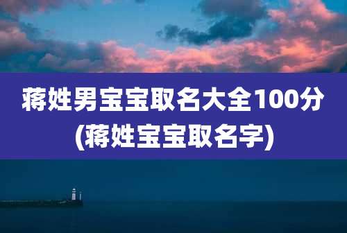 蒋姓男宝宝取名大全100分(蒋姓宝宝取名字)