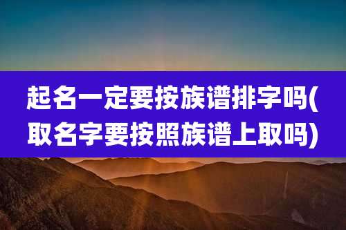 起名一定要按族谱排字吗(取名字要按照族谱上取吗)