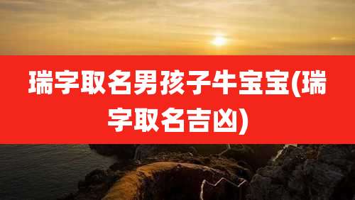 瑞字取名男孩子牛宝宝(瑞字取名吉凶)