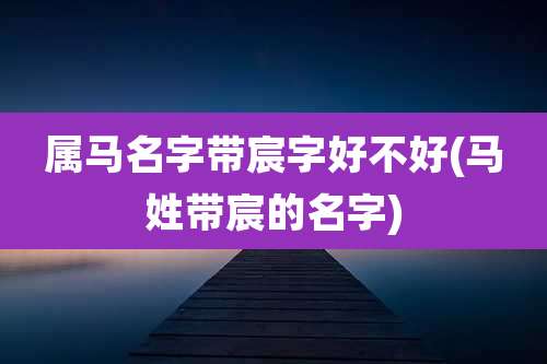 属马名字带宸字好不好(马姓带宸的名字)