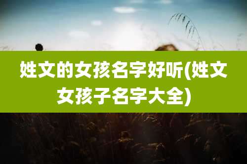 姓文的女孩名字好听(姓文女孩子名字大全)