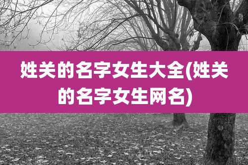 姓关的名字女生大全(姓关的名字女生网名)