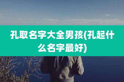 孔取名字大全男孩(孔起什么名字最好)