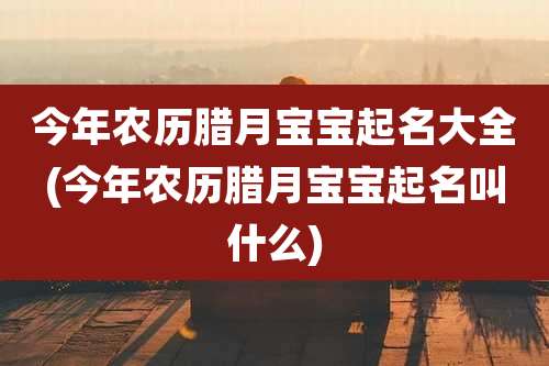 今年农历腊月宝宝起名大全(今年农历腊月宝宝起名叫什么)