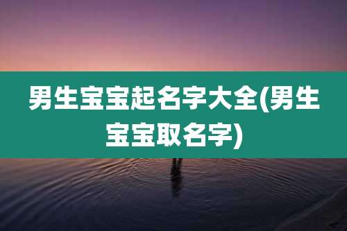 男生宝宝起名字大全(男生宝宝取名字)