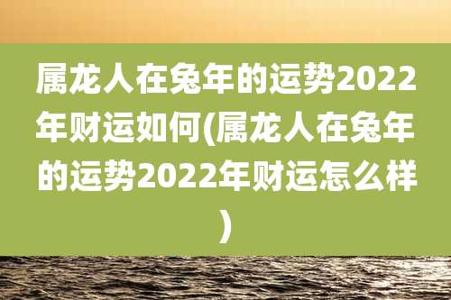 属龙人在兔年的运势2022年财运如何(属龙人在兔年的运势2022年财运怎么样)