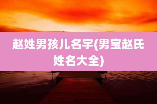 赵姓男孩儿名字(男宝赵氏姓名大全)