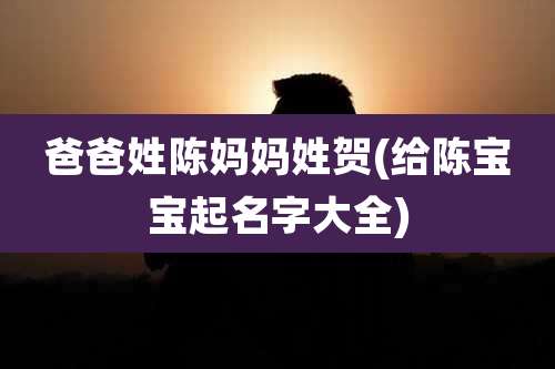 爸爸姓陈妈妈姓贺(给陈宝宝起名字大全)