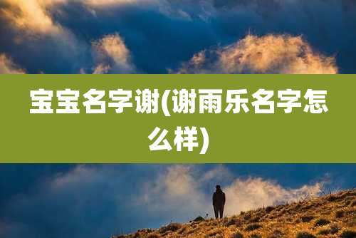 宝宝名字谢(谢雨乐名字怎么样)