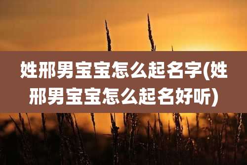 姓邢男宝宝怎么起名字(姓邢男宝宝怎么起名好听)