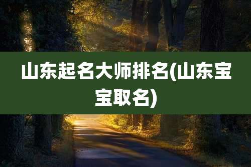 山东起名大师排名(山东宝宝取名)