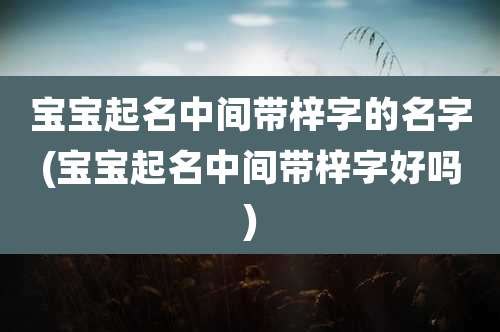 宝宝起名中间带梓字的名字(宝宝起名中间带梓字好吗)