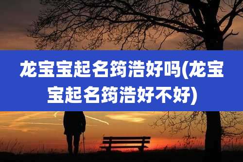 龙宝宝起名筠浩好吗(龙宝宝起名筠浩好不好)