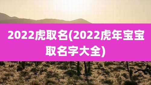 2022虎取名(2022虎年宝宝取名字大全)