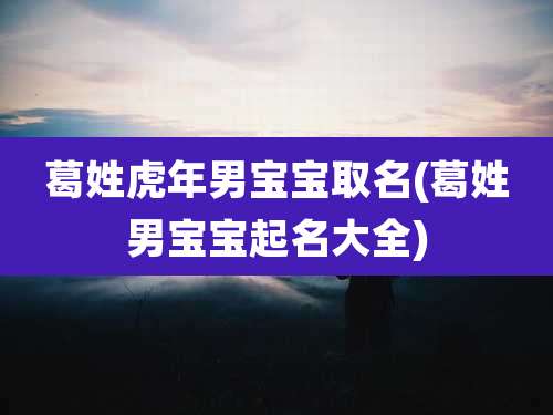 葛姓虎年男宝宝取名(葛姓男宝宝起名大全)