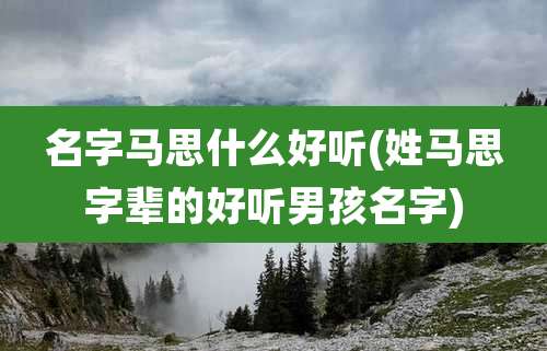 名字马思什么好听(姓马思字辈的好听男孩名字)