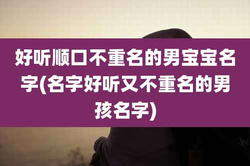 好听顺口不重名的男宝宝名字(名字好听又不重名的男孩名字)