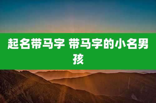 起名带马字 带马字的小名男孩