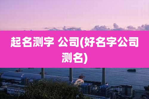 起名测字 公司(好名字公司测名)