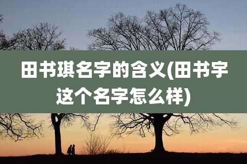 田书琪名字的含义(田书宇这个名字怎么样)