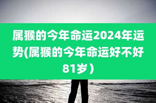 属猴的今年命运2024年运势(属猴的今年命运好不好81岁)