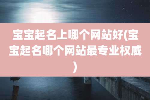 宝宝起名上哪个网站好(宝宝起名哪个网站最专业权威)