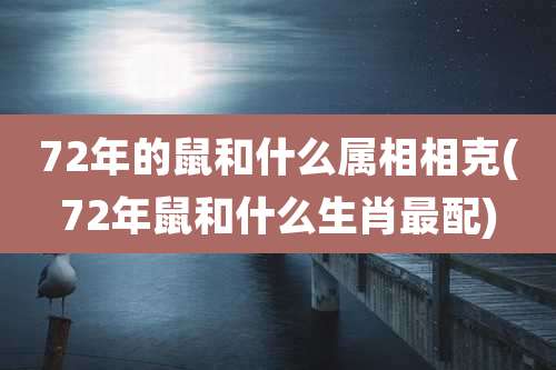 72年的鼠和什么属相相克(72年鼠和什么生肖最配)
