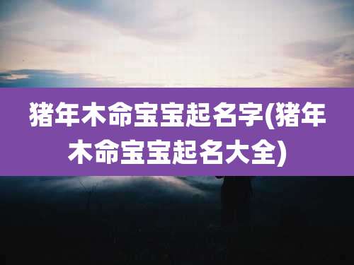 猪年木命宝宝起名字(猪年木命宝宝起名大全)